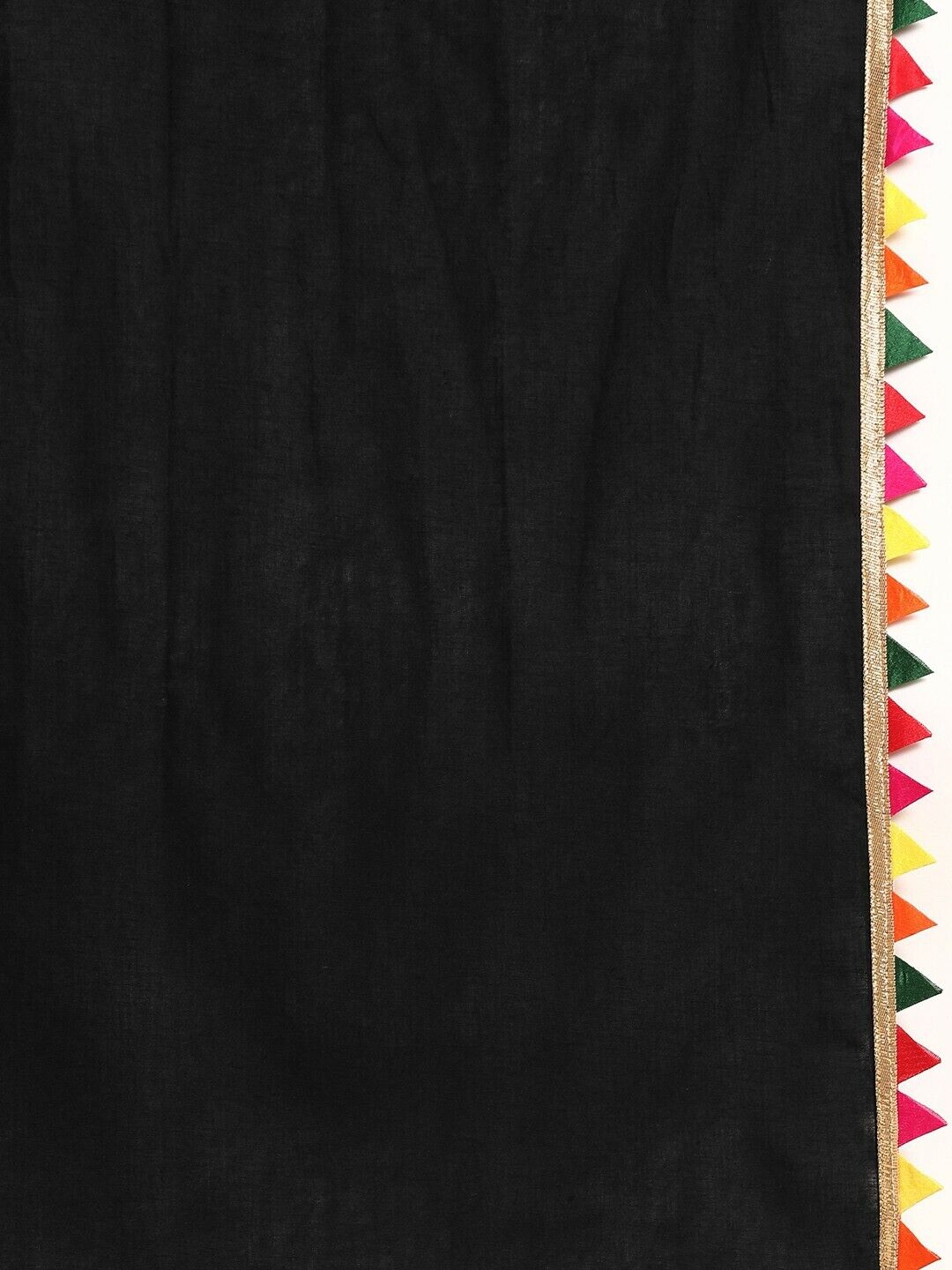 Women Set - Black Pure Cotton Mirror-Work Tunic & Dhoti Pants Set with Dupatta