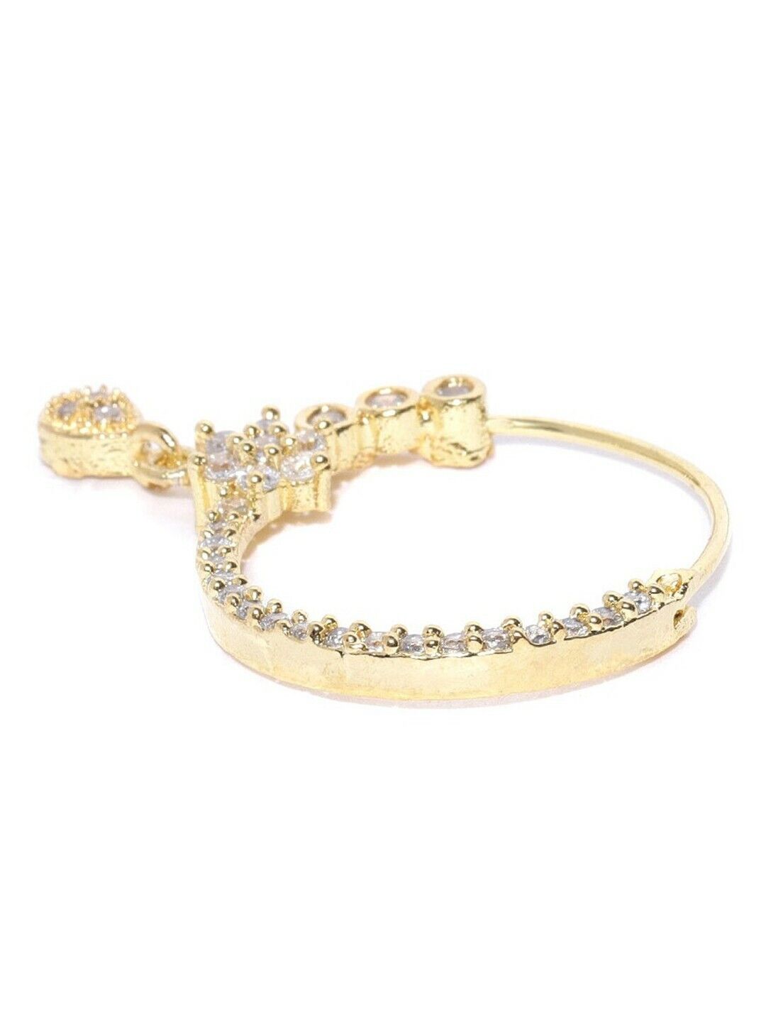 Gold-Plated White American Diamond -Studded Nose Ring