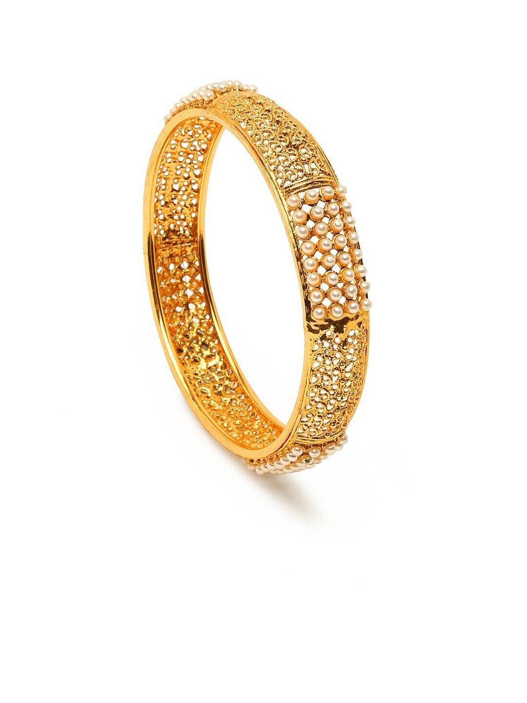 Set Of 2 Gold-Plated Beaded Bangles Bollywood Wedding Bridal Jewelry Bangles