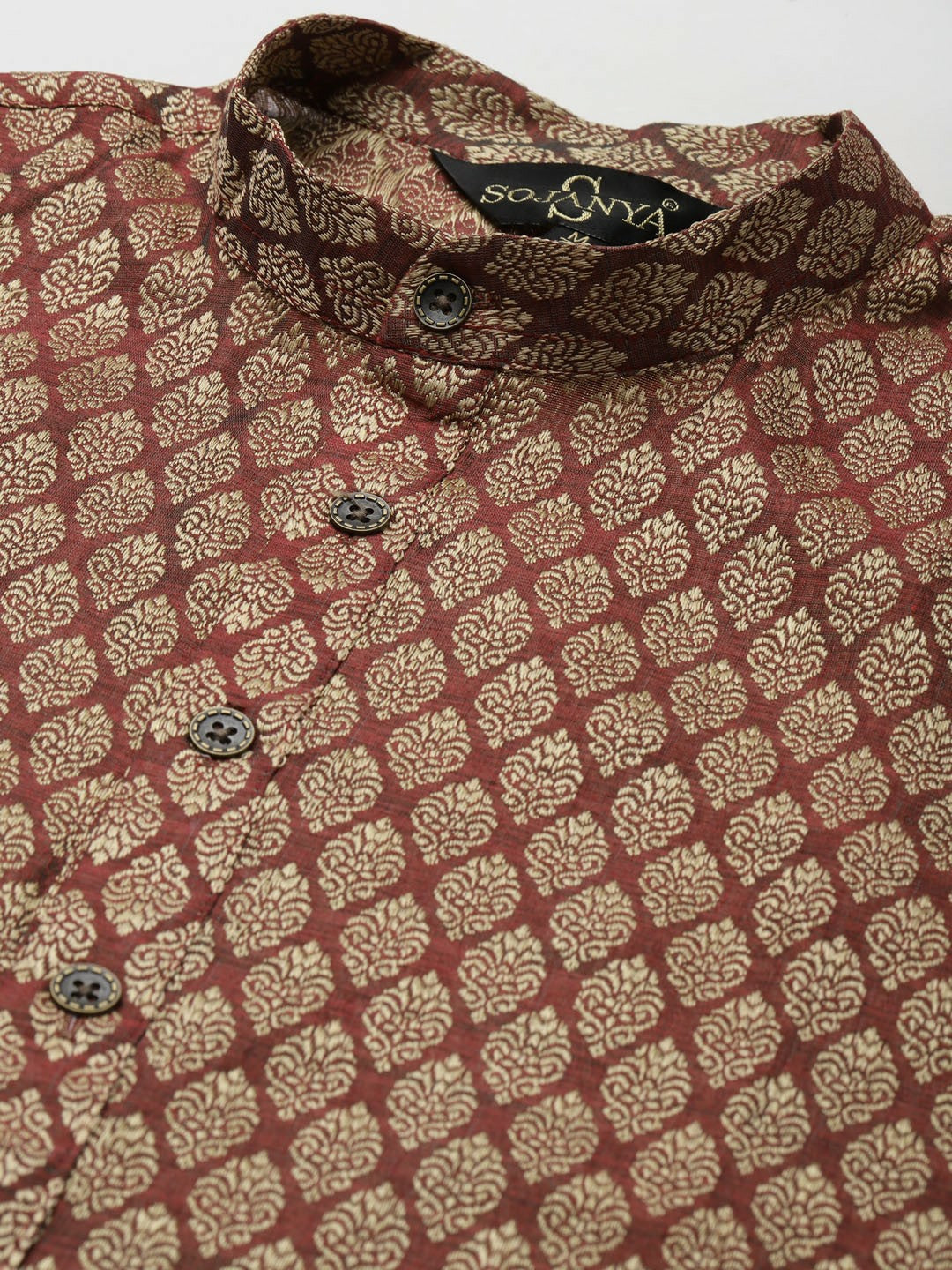 Men's Maroon Silk Blend Kurta Set with Pyjamas & Nehru Jacket – Traditional Elegance for Festive Occasions | Indiaista