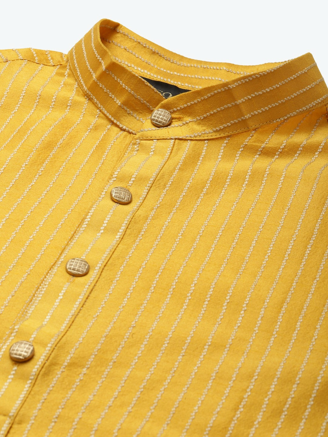 Men’s Mustard Yellow Kurta Set with Churidar & Nehru Jacket – Regal Festive Attire