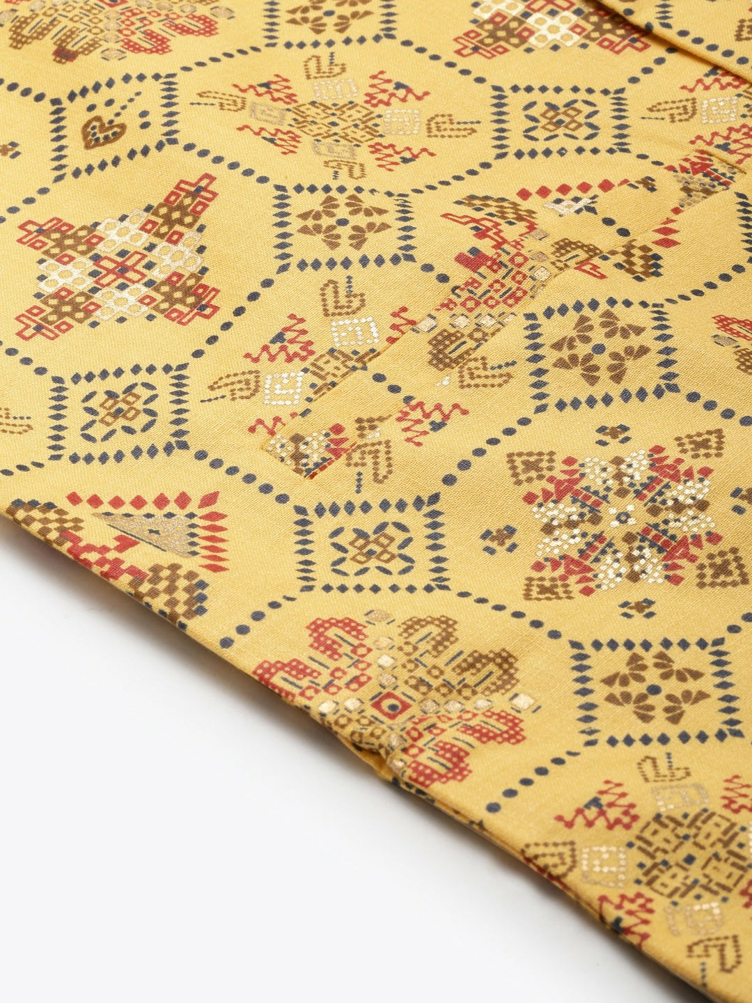 Men’s Mustard Yellow Kurta Set with Churidar & Nehru Jacket – Regal Festive Attire