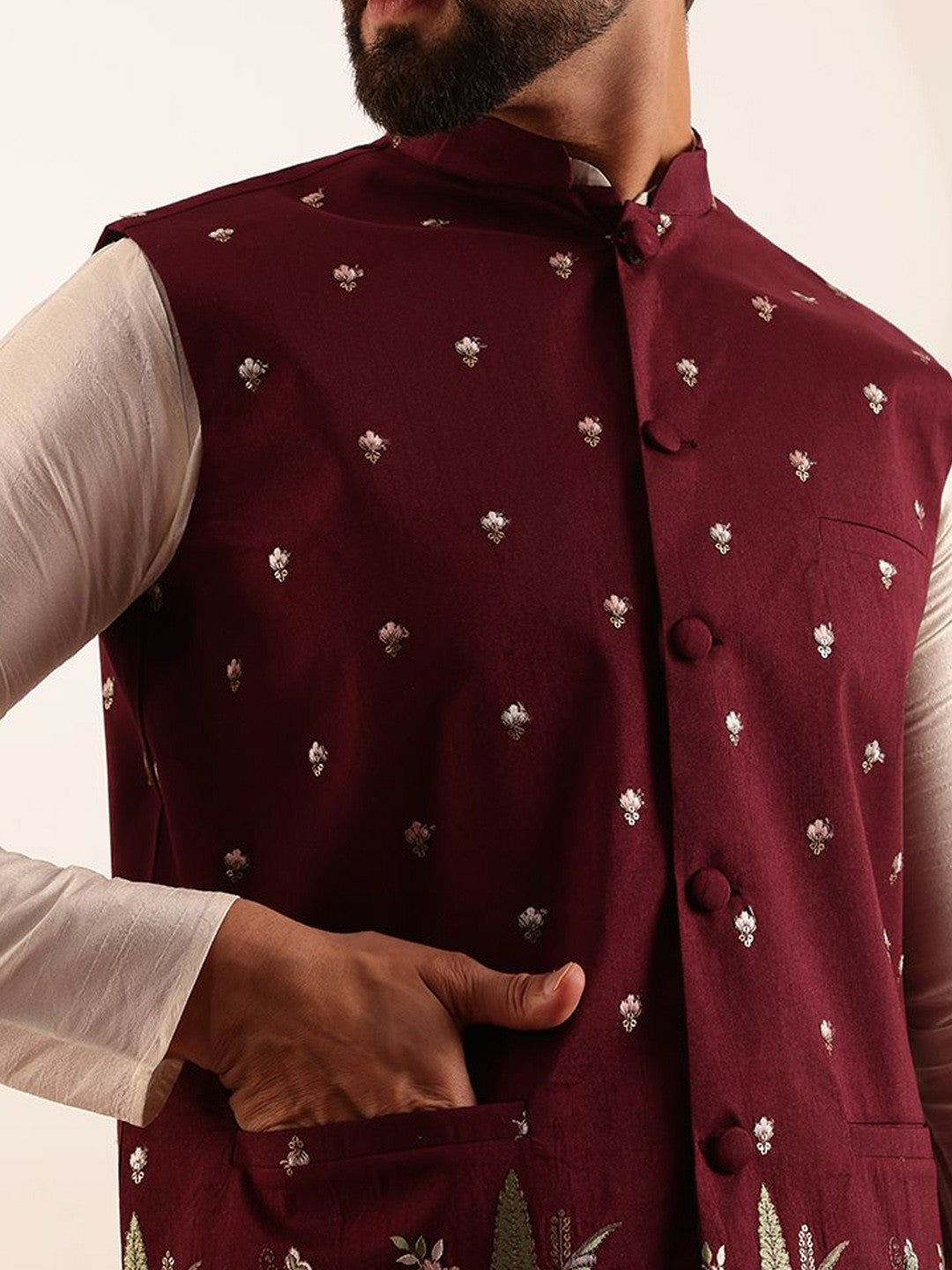 Men’s Classic Straight Kurta Set with Pyjamas & Nehru Jacket – Elegant Traditional Wear