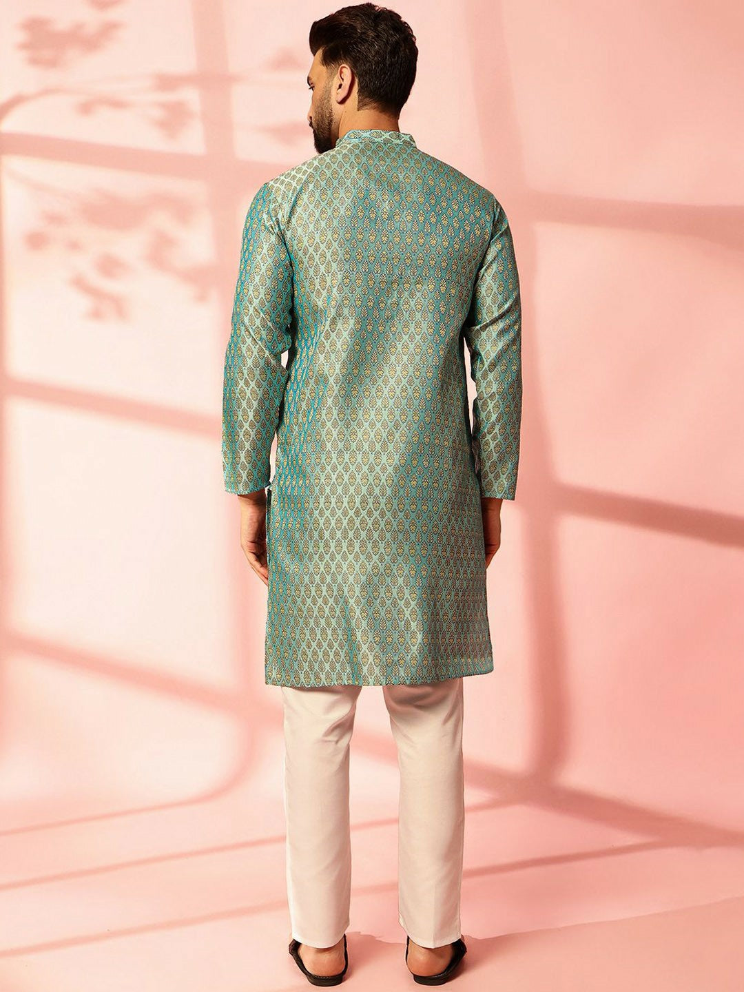 Men’s Blue Woven Kurta with Pyjamas – Understated Elegance, Timeless Style