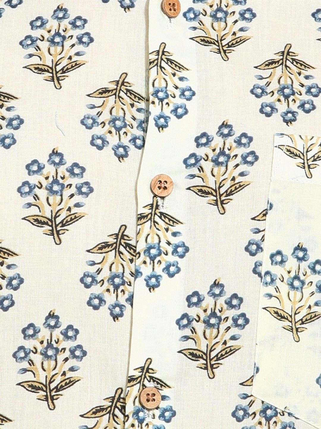 Blue Slim Fit Floral Printed Pure Cotton Casual Shirt for Men