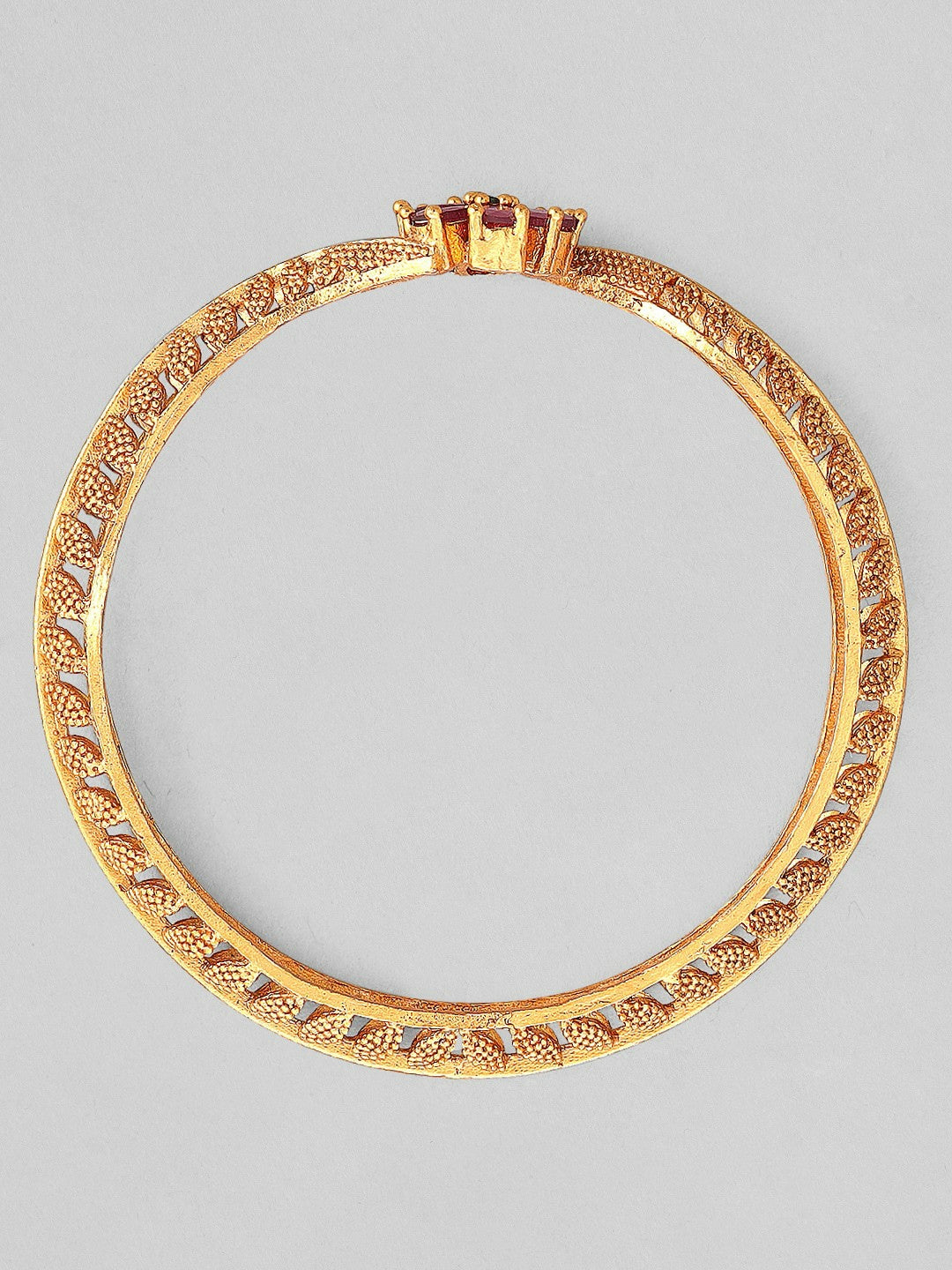 Set of 2 24K Gold-Plated Bangles with Pink Ruby Detailing – Indiaista
