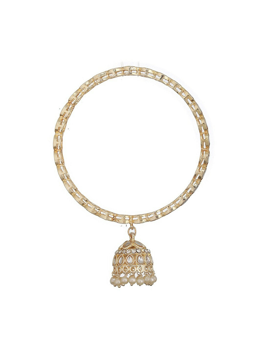 Elegant Gold-Toned & White Kundan Pearl Bangles Set – Pack of 4 | Indiaista