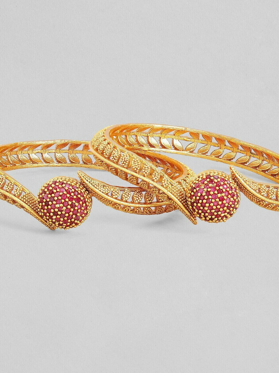 Elegant Gold-Plated Red Enamelled Bangles – Set of 2 | Indiaista
