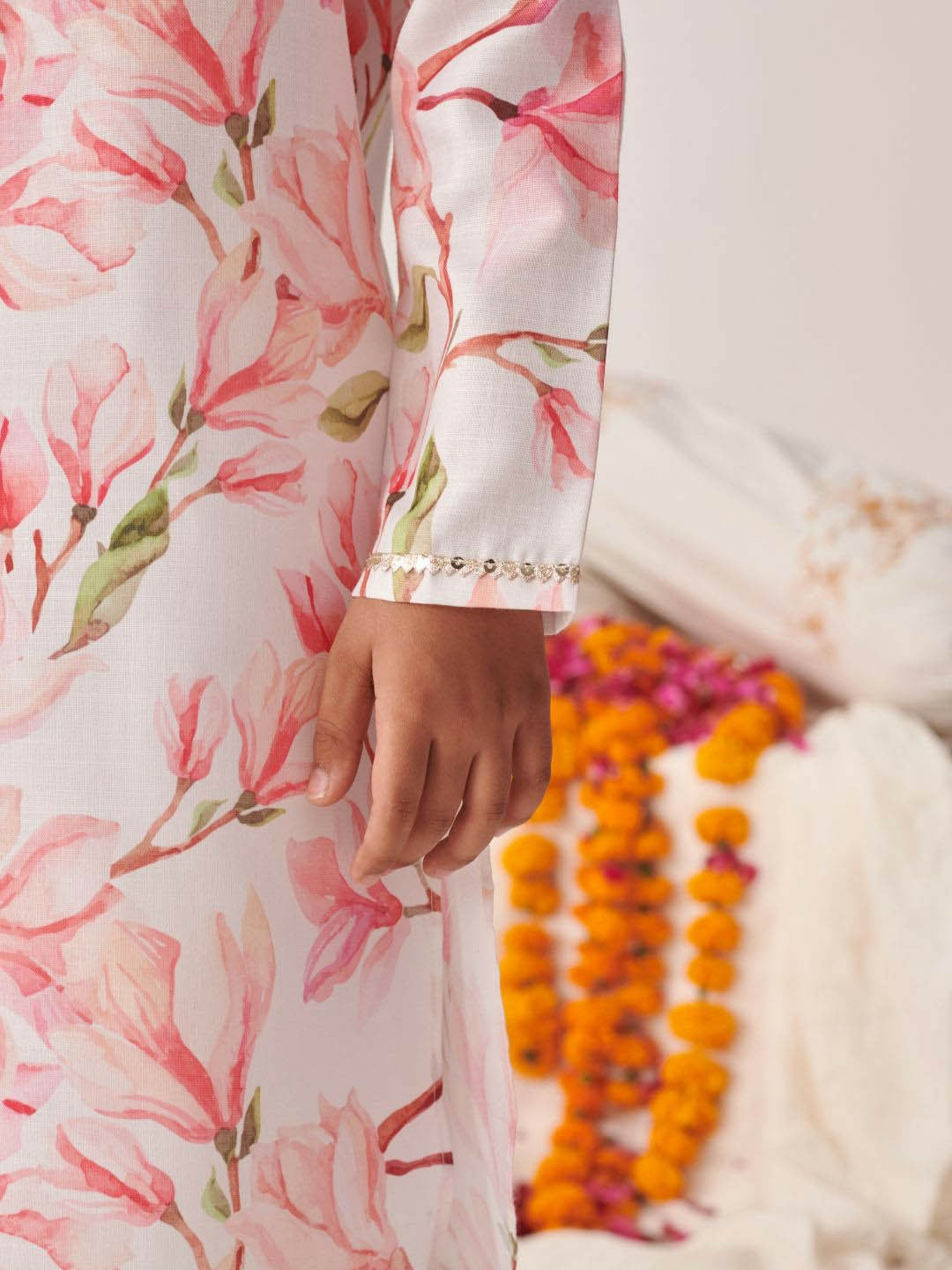 Boys Floral Printed Kurta with Pyjama – Ethnic Indian Outfit for Weddings & Festivals