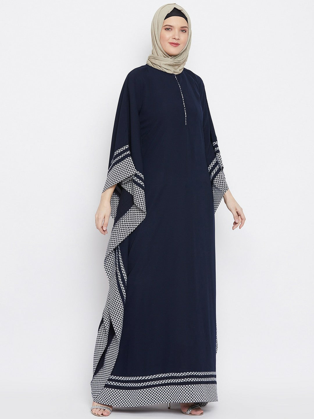 Navy Blue Longline Abaya Burqa for Women – Modest Islamic Wear with Long Sleeves