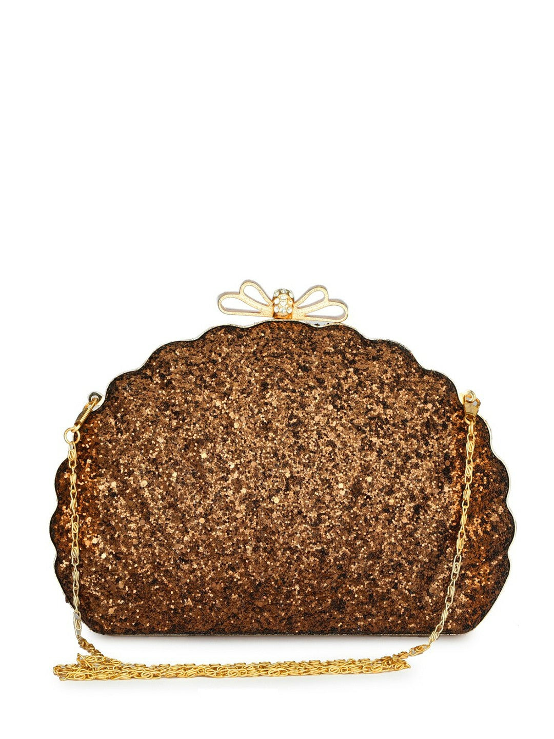 Copper & Gold Embellished Box Shell Clutch
