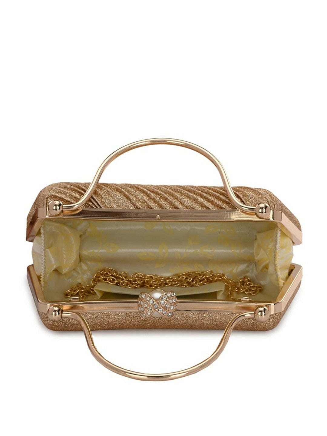 Gold Embellished Box Clutch with Shoulder Strap