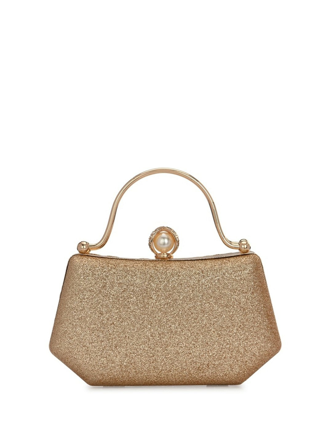 Gold Embellished Box Clutch with Shoulder Strap
