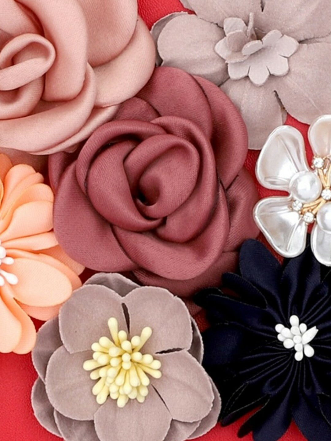 Red & Pink Embellished Box Clutch with Shoulder Strap