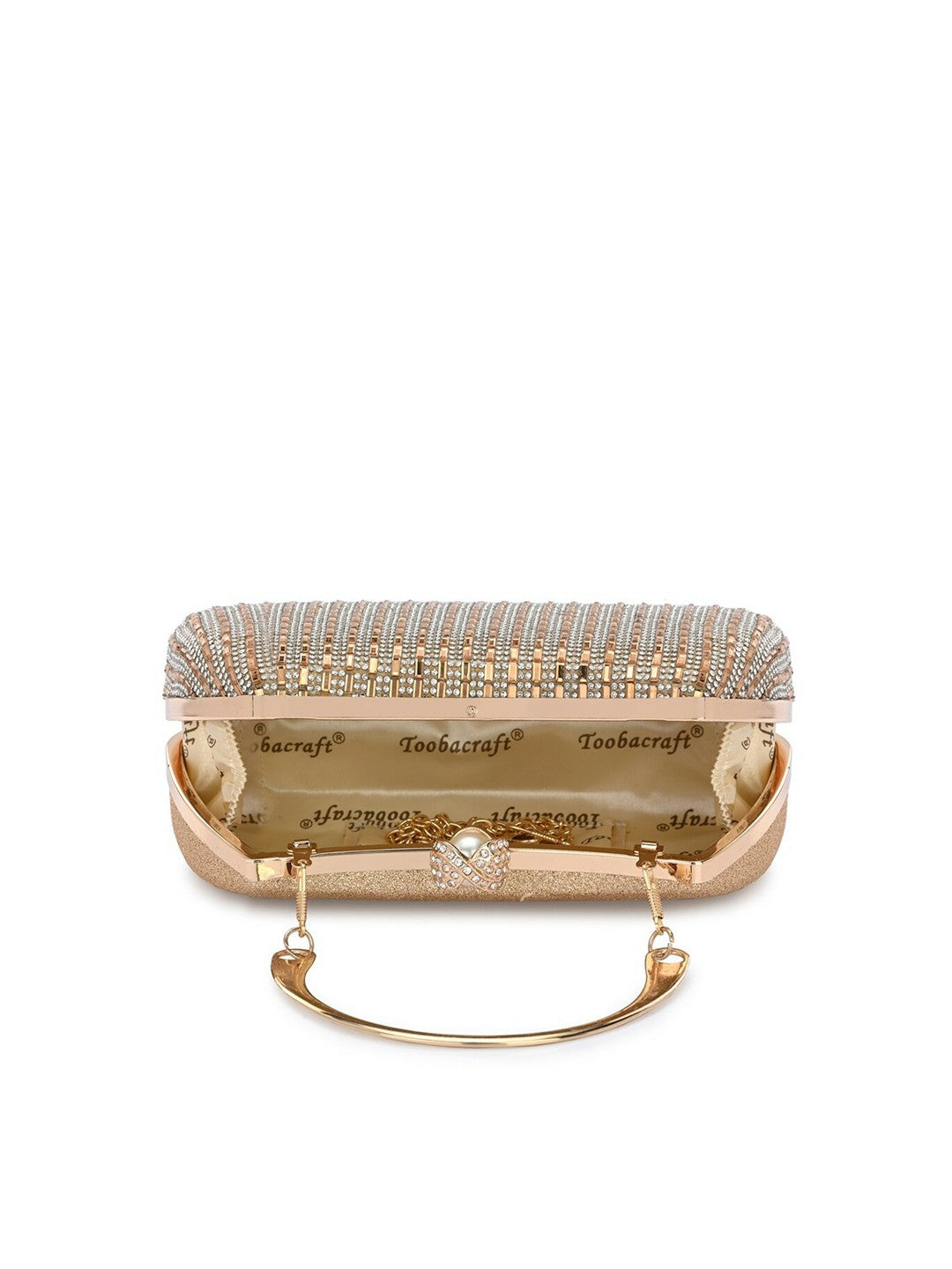 Gold Embellished Wrist Loop Box Clutch