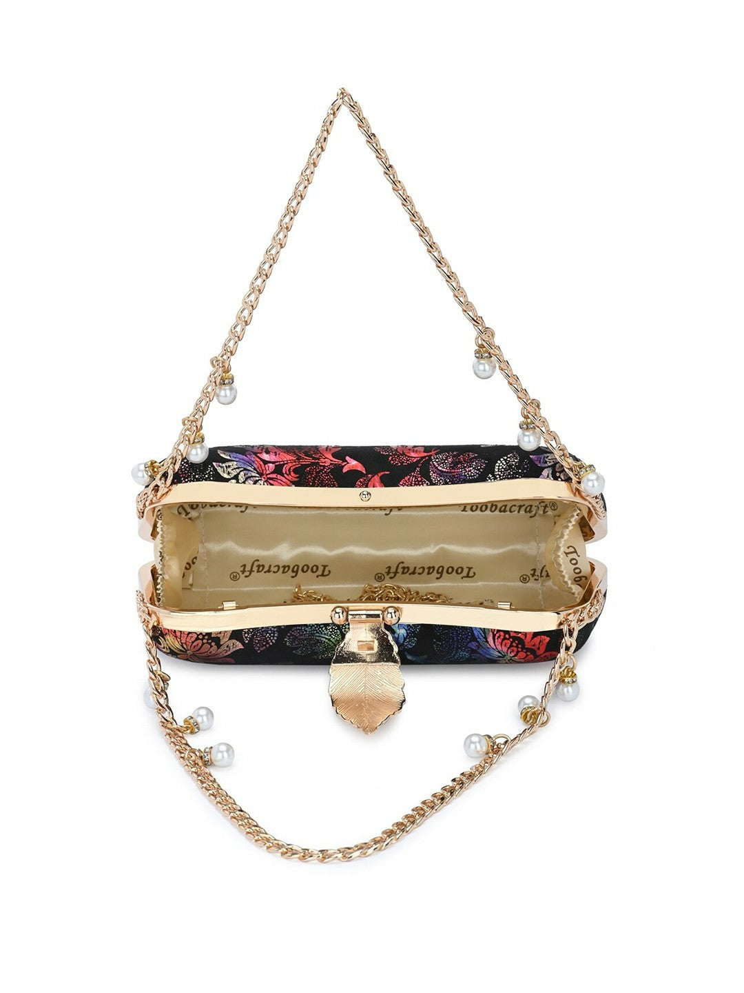 Printed Box Clutch – Black & Red Patterned Handheld Clutch