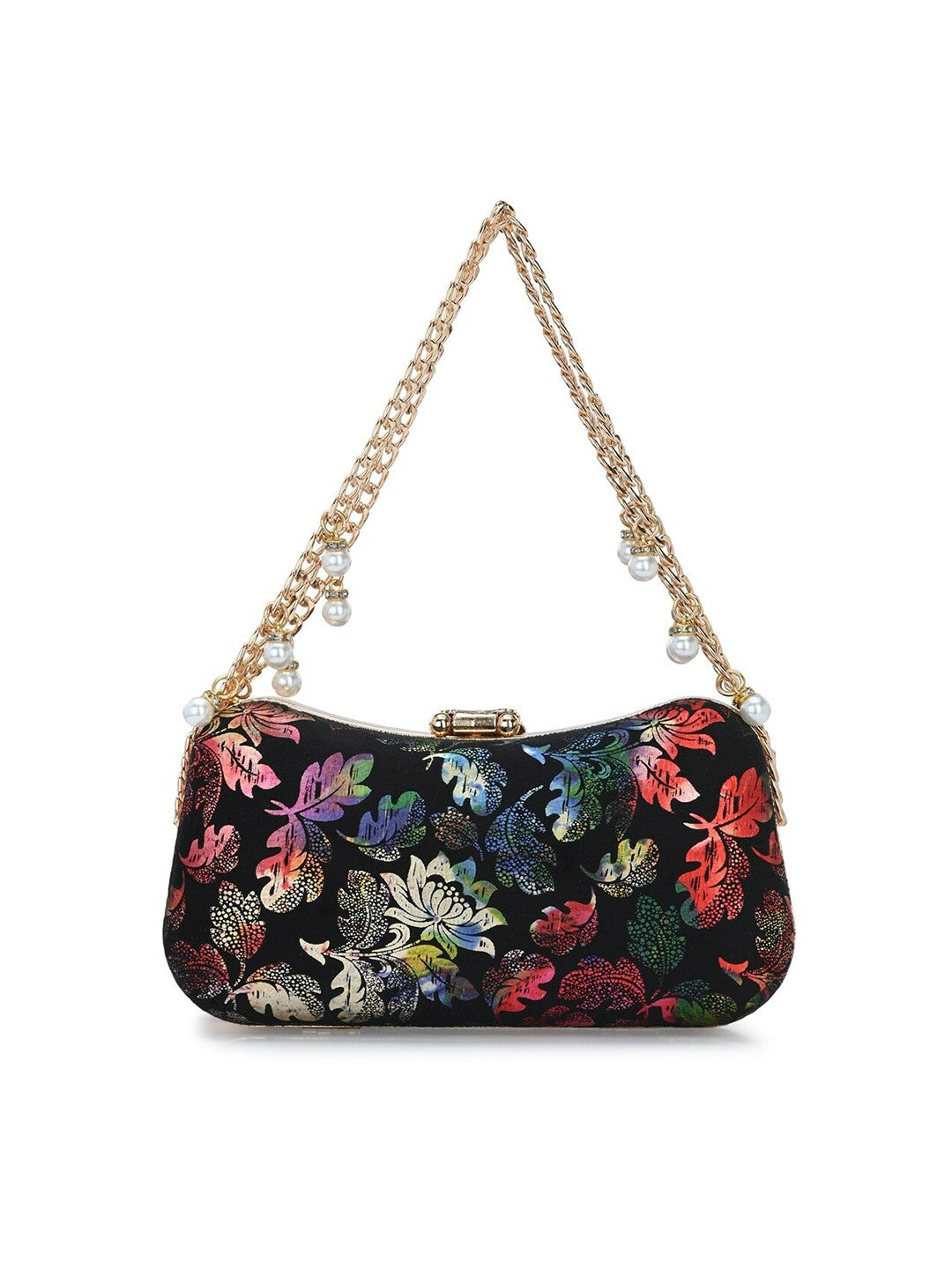 Printed Box Clutch – Black & Red Patterned Handheld Clutch