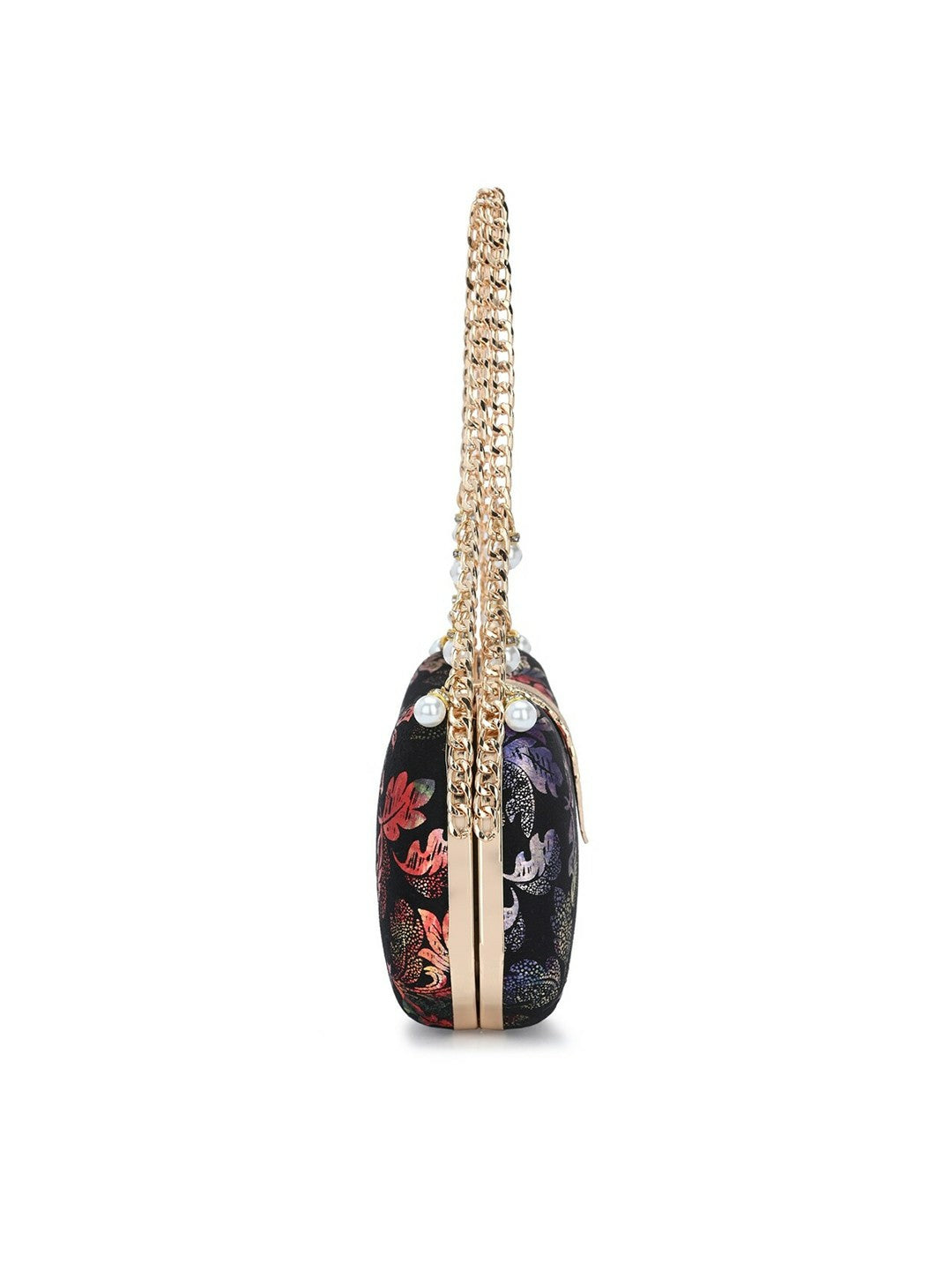 Printed Box Clutch – Black & Red Patterned Handheld Clutch