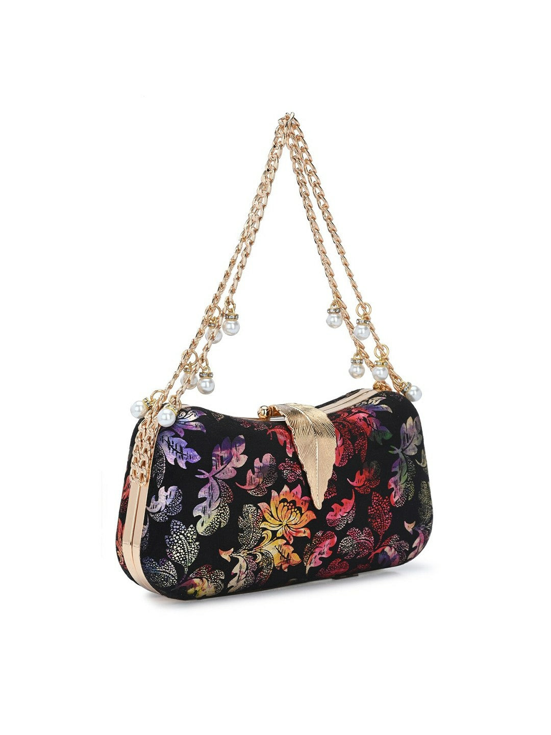 Printed Box Clutch – Black & Red Patterned Handheld Clutch
