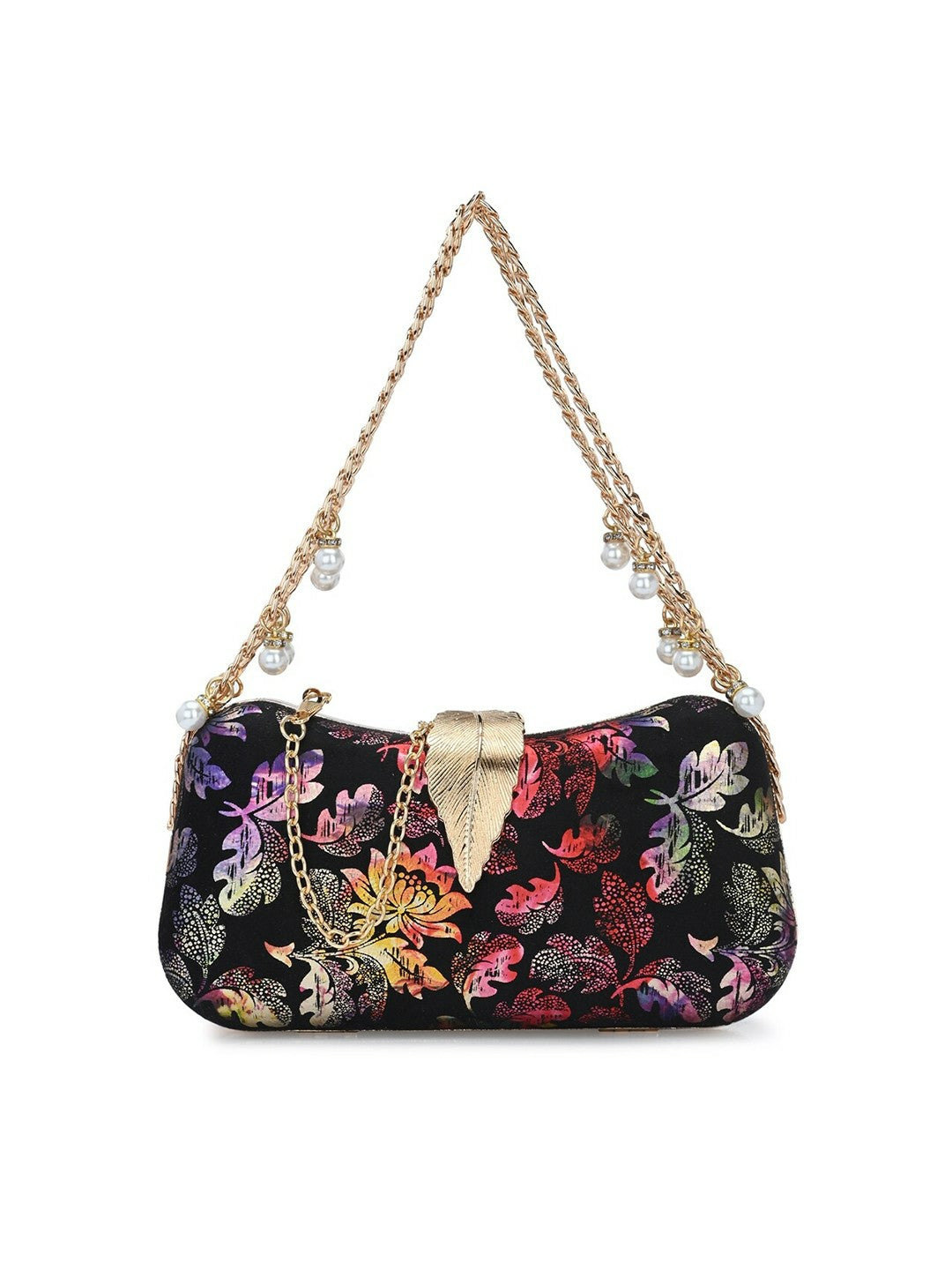 Printed Box Clutch – Black & Red Patterned Handheld Clutch