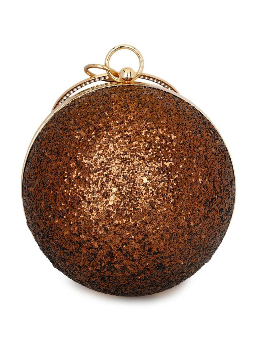 Copper & Gold Embellished Box Clutch with Shoulder Strap