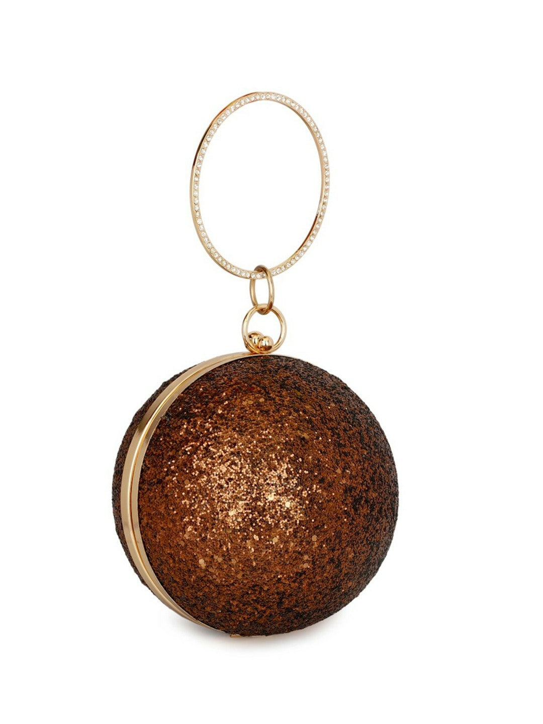 Copper & Gold Embellished Box Clutch with Shoulder Strap