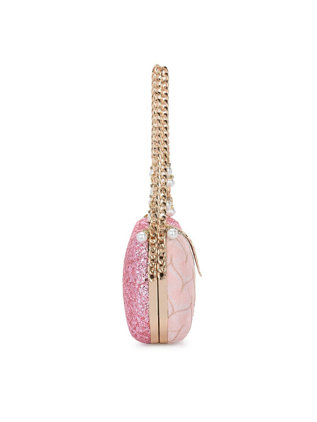 Pink & Gold Embellished Wrist Loop Box Clutch