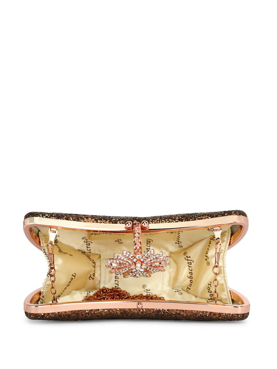 Copper & Cream Embellished Half Moon Clutch