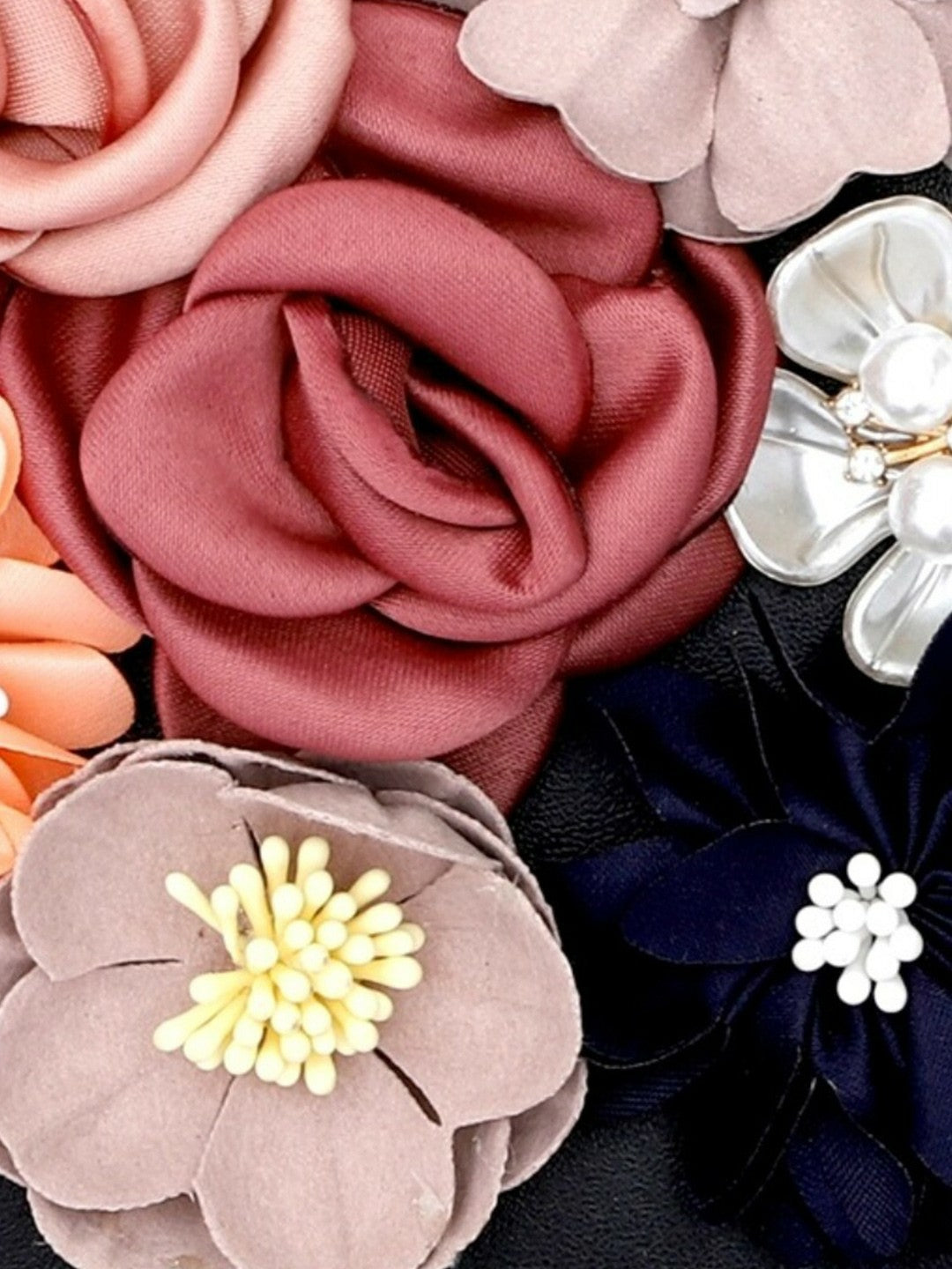 Black & Pink Embellished Box Clutch with Shoulder Strap