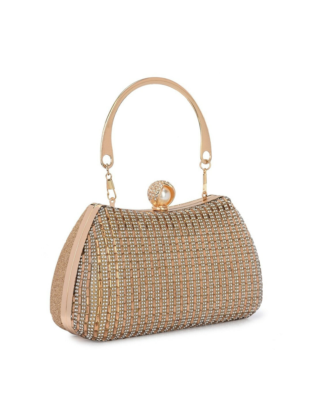 Gold Embellished Wrist Loop Box Clutch
