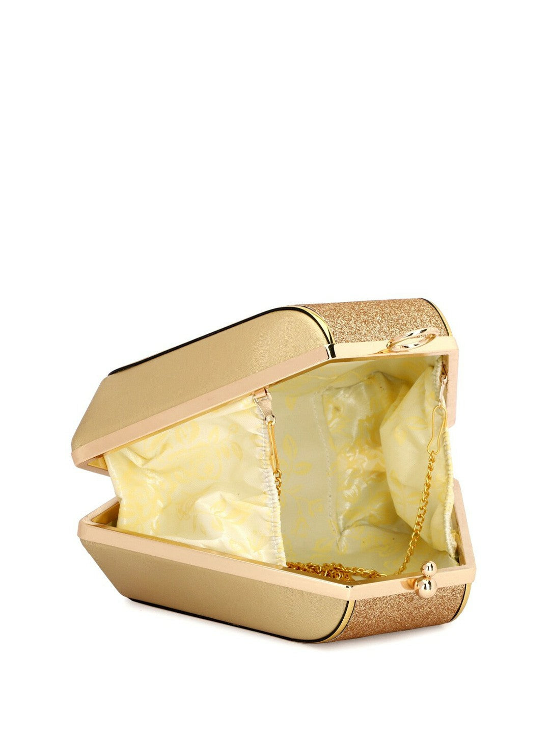 Gold Embellished Box Clutch with Shoulder Strap