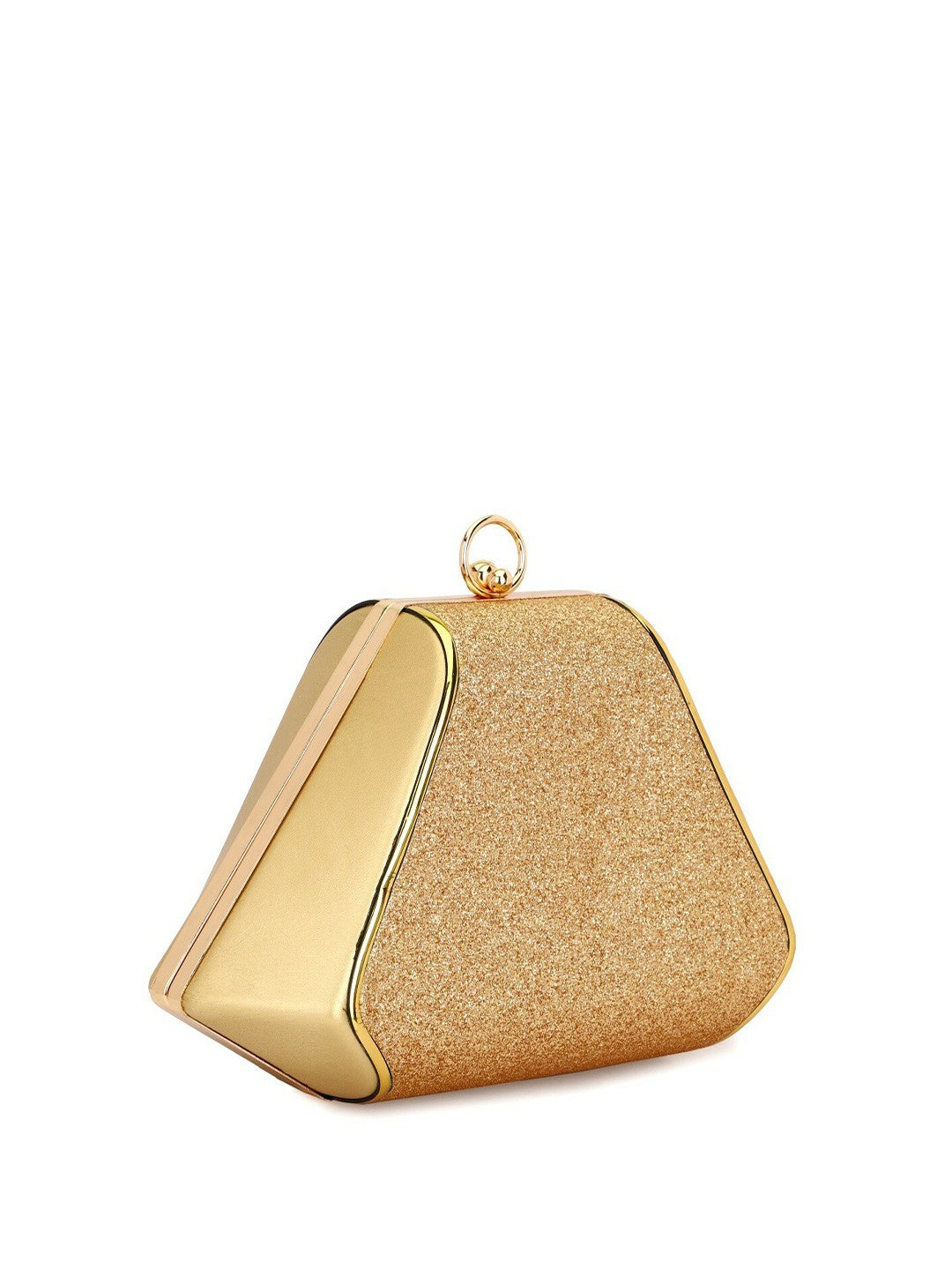 Gold Embellished Box Clutch with Shoulder Strap