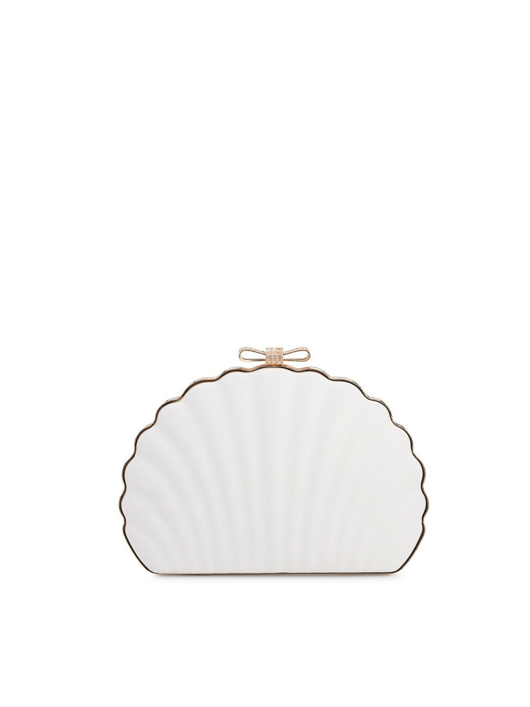 White Embellished Box Clutch with Shoulder Strap