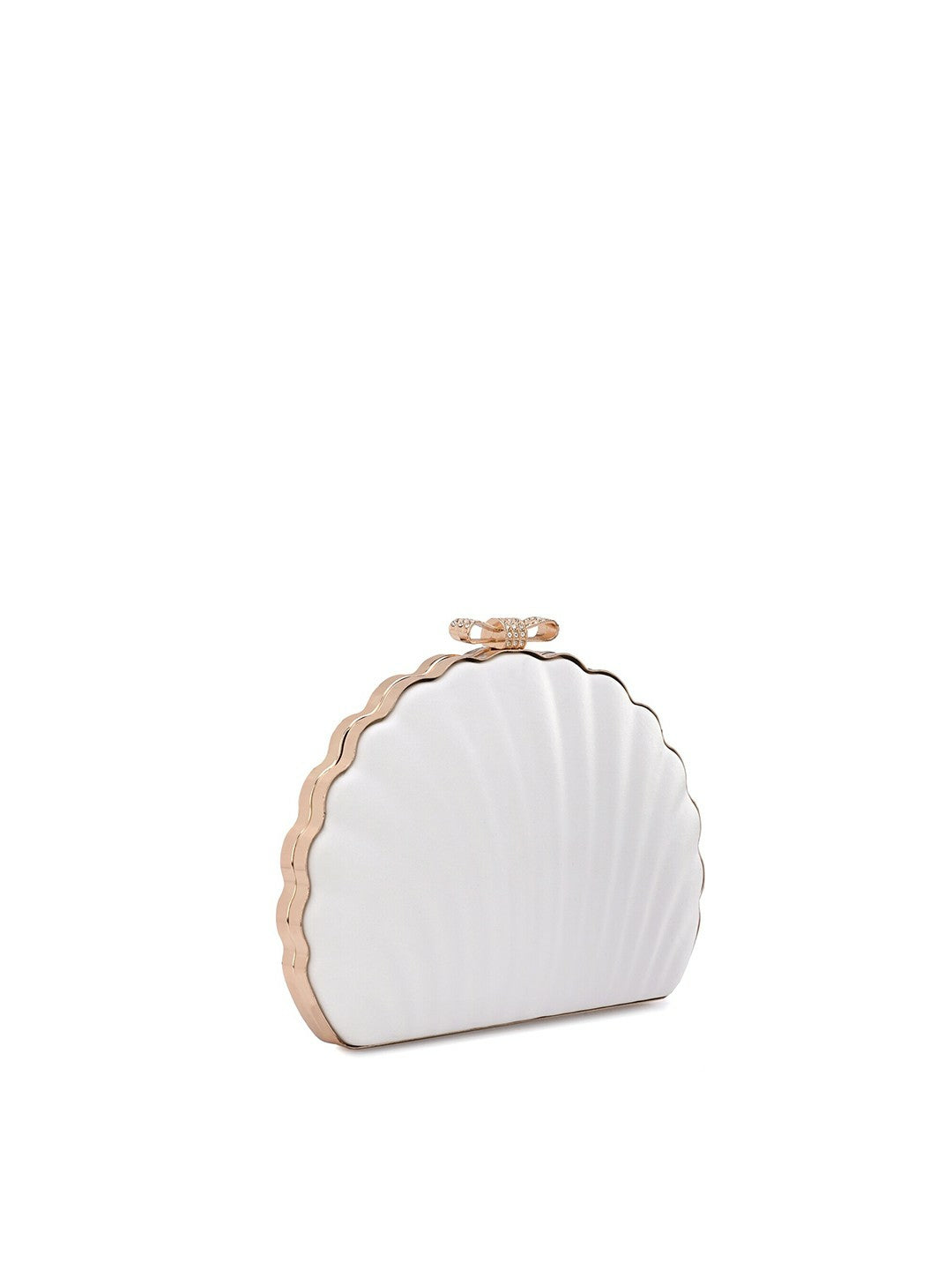 White Embellished Box Clutch with Shoulder Strap