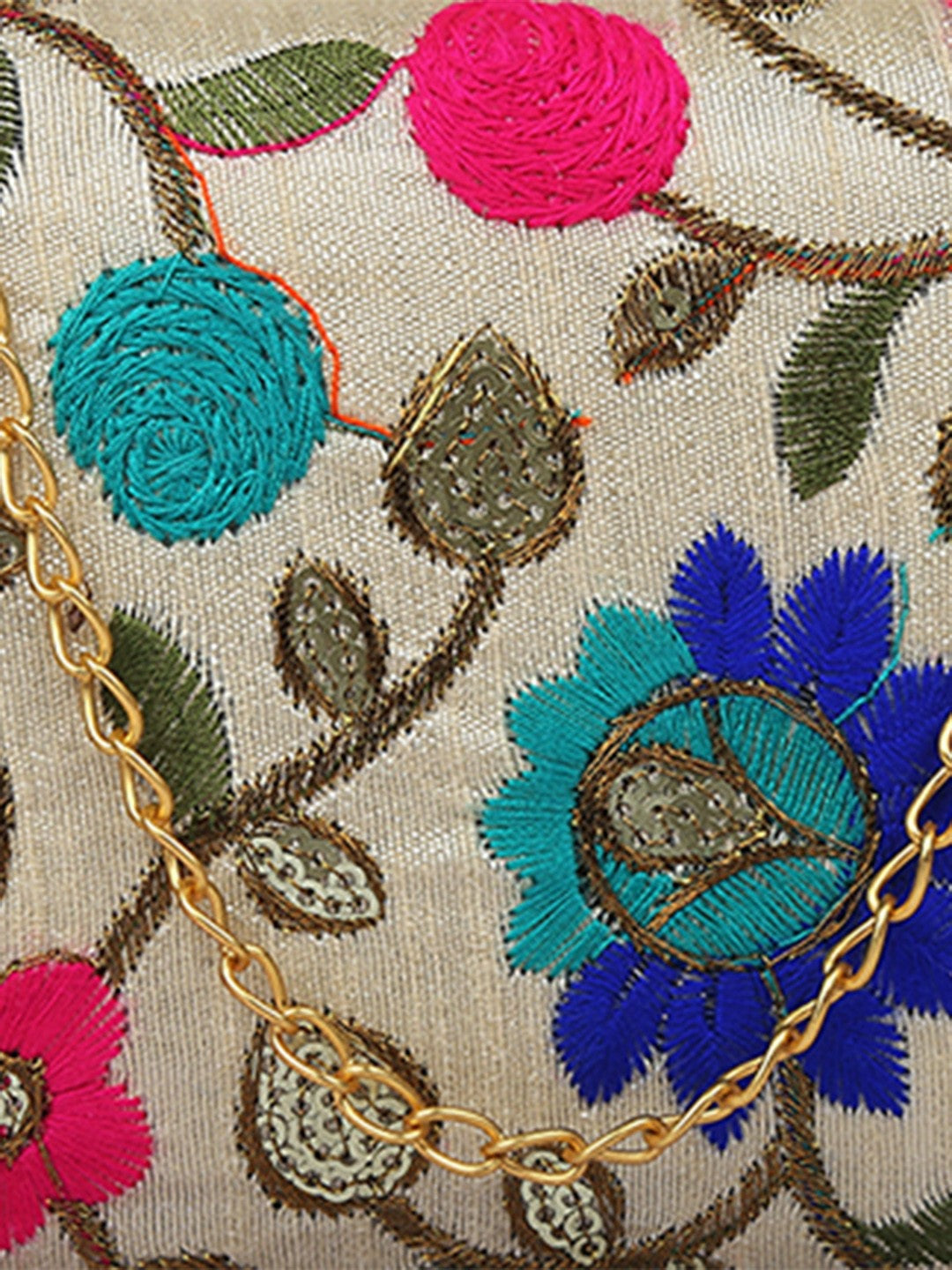 Multicoloured Embellished Clutch Bag – Stylish Evening Purse with Click Closure | Indiaista