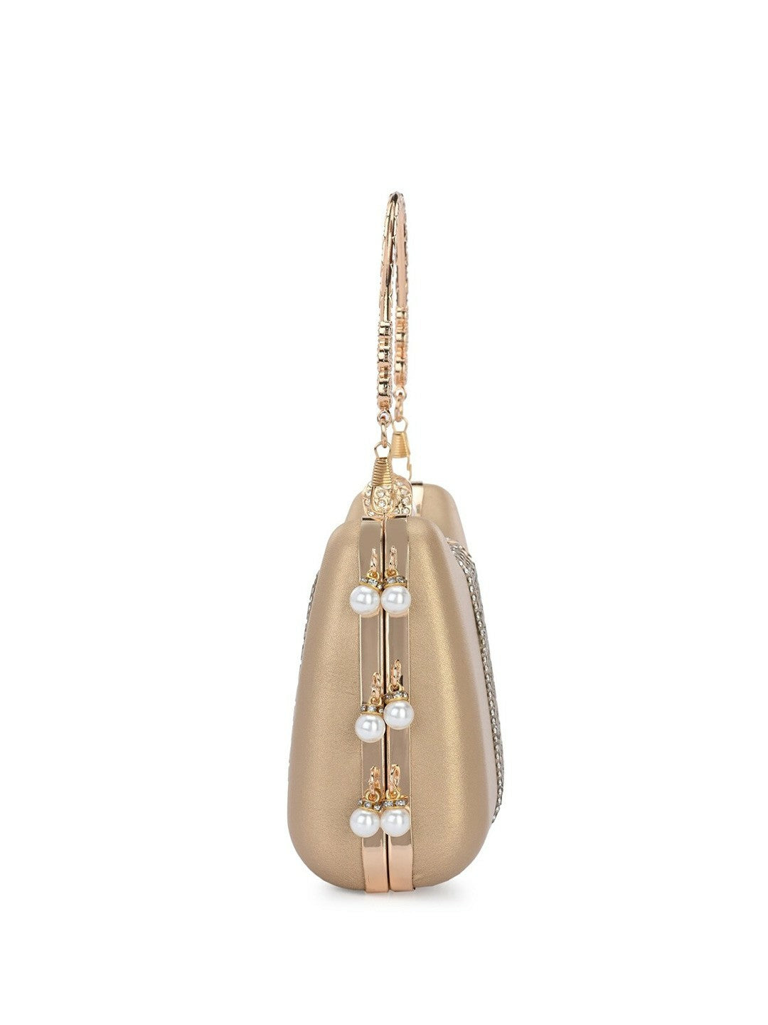 Gold Embellished Box Clutch with Wrist Loop