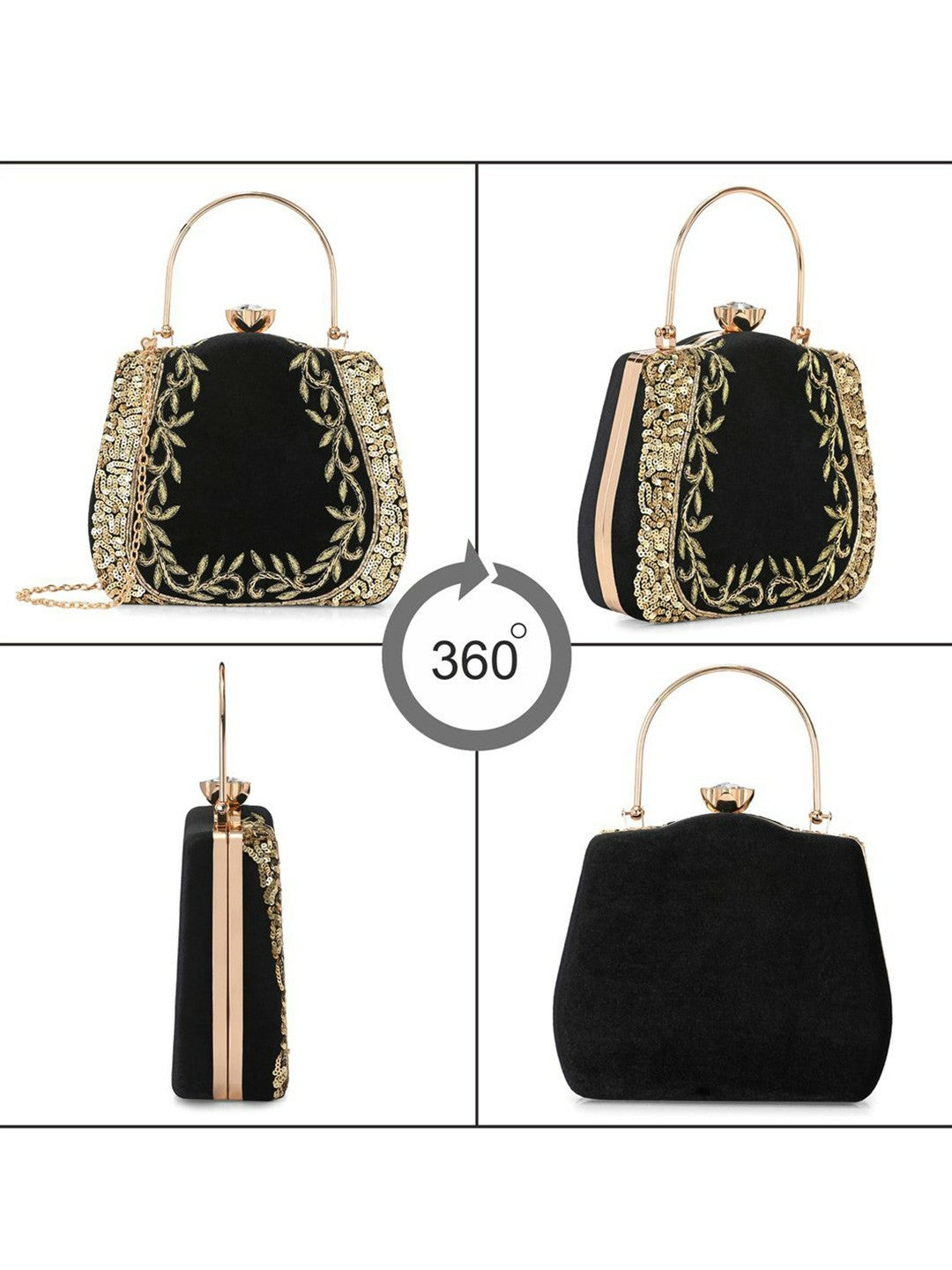 Embellished Box Clutch – Black & Yellow