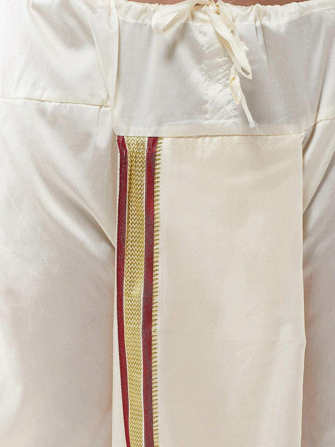 Men's Off-White Solid Stitched Dhoti with Zari Border | Traditional Dhoti Pants