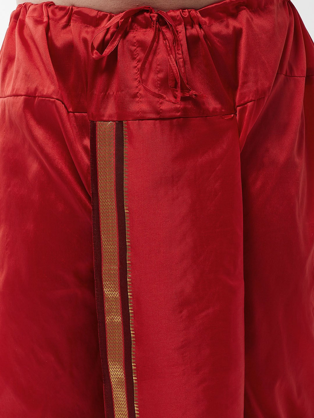 Buy Men’s Maroon Solid Stitched Dhoti with Zari Border – Traditional & Stylish | Indiaista