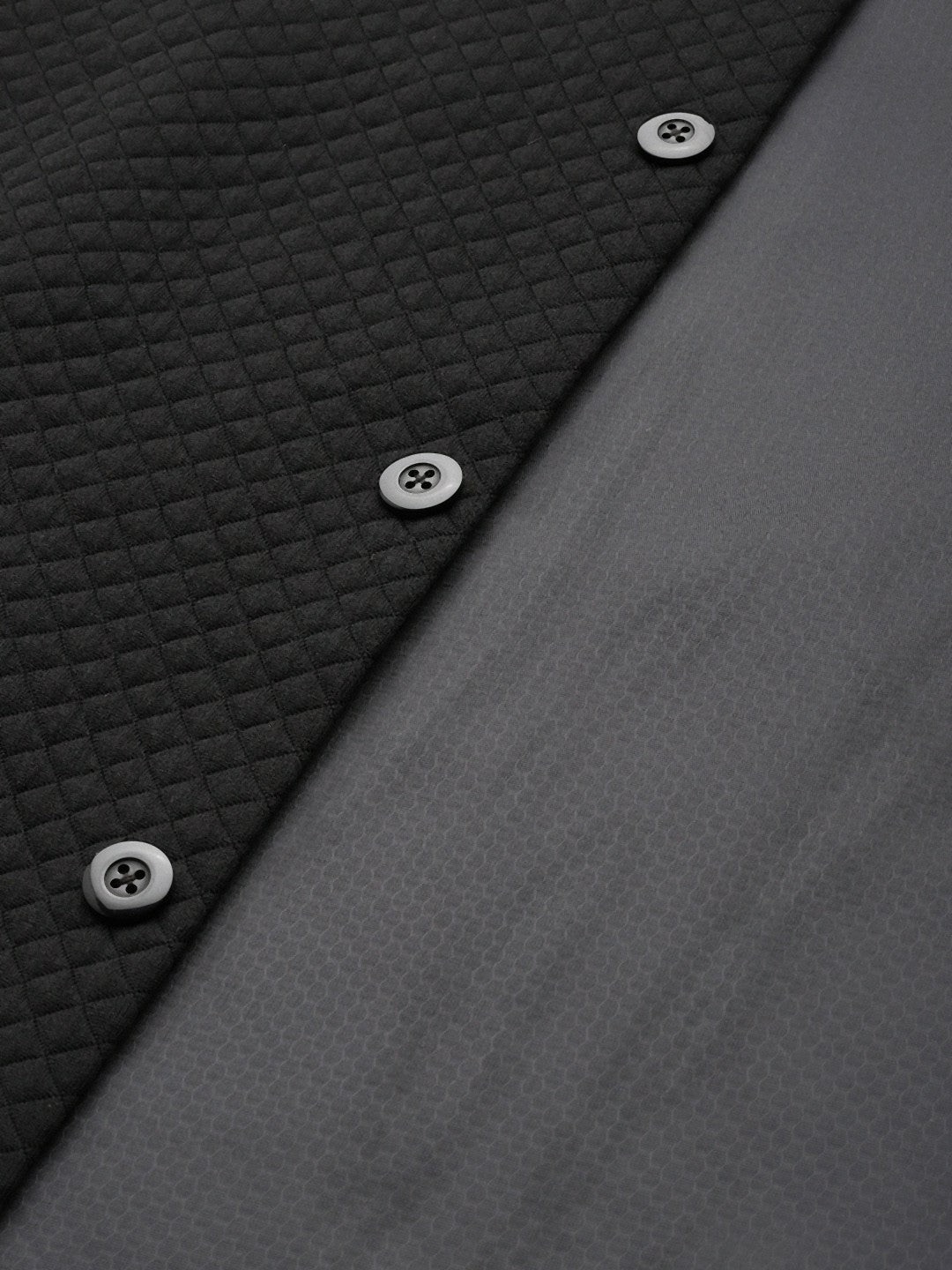Men's Black Self-Textured Nehru Jacket in Premium Silk Blend