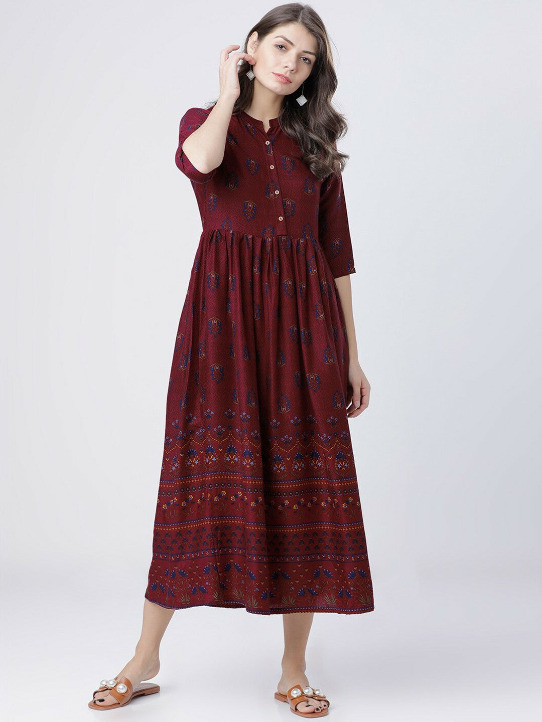 maroon maxi dress online india Maroon Long Stylish Maxi Dress