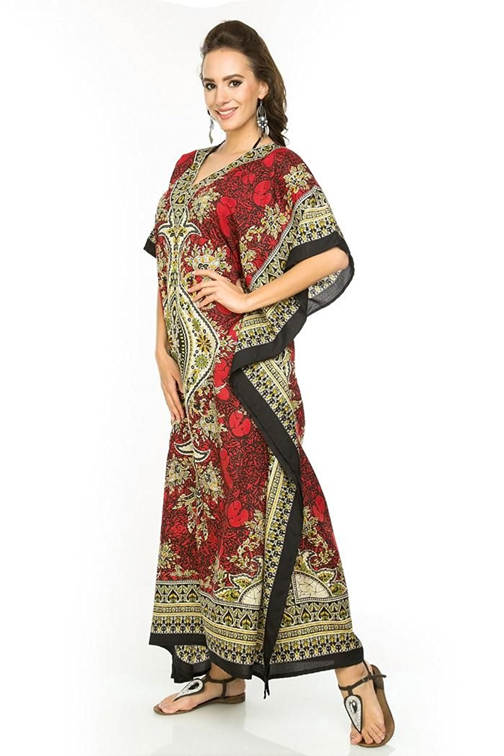 Women's Boho Maxi Kaftan Dress – Long Mumu Caftan Tunic, Plus Size Night Gown | Indiaista