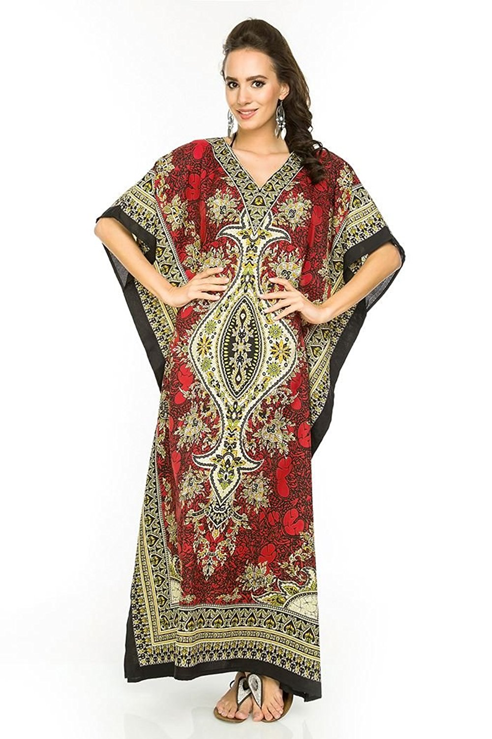 Women's Boho Maxi Kaftan Dress – Long Mumu Caftan Tunic, Plus Size Night Gown | Indiaista
