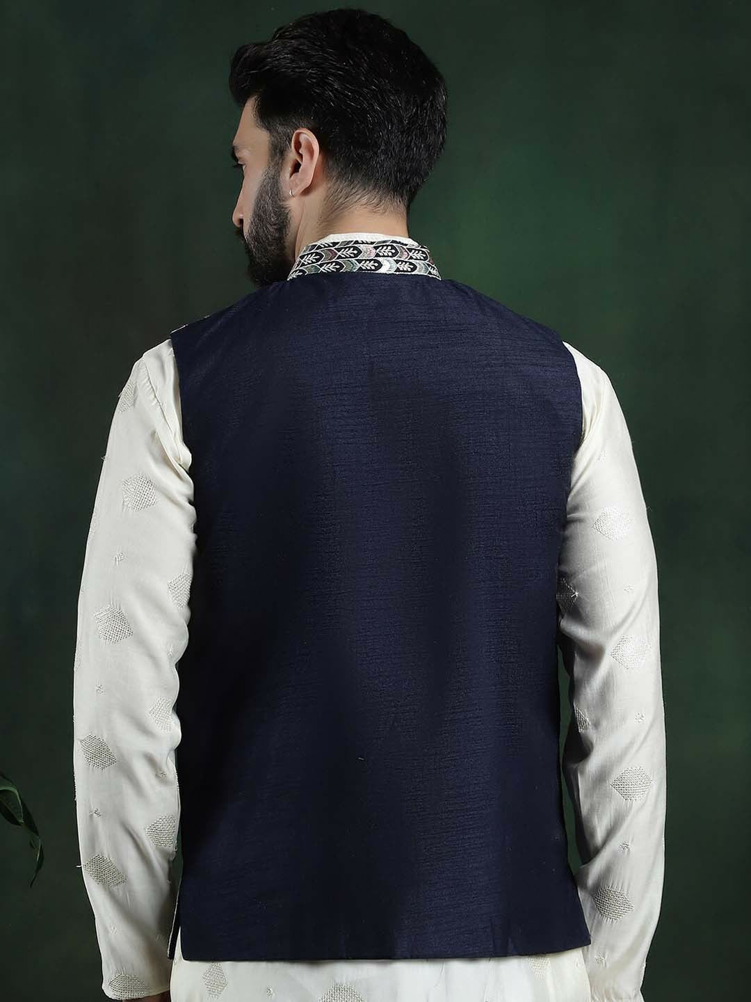 Men’s Embroidered Premium Silk Nehru Jacket – Traditional Elegance