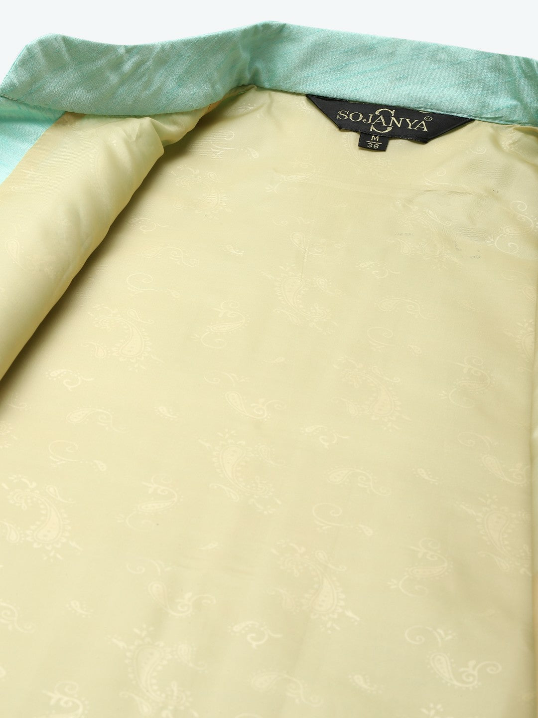 Men’s Sea Green Mirror Work Nehru Jacket – Festive Elegance