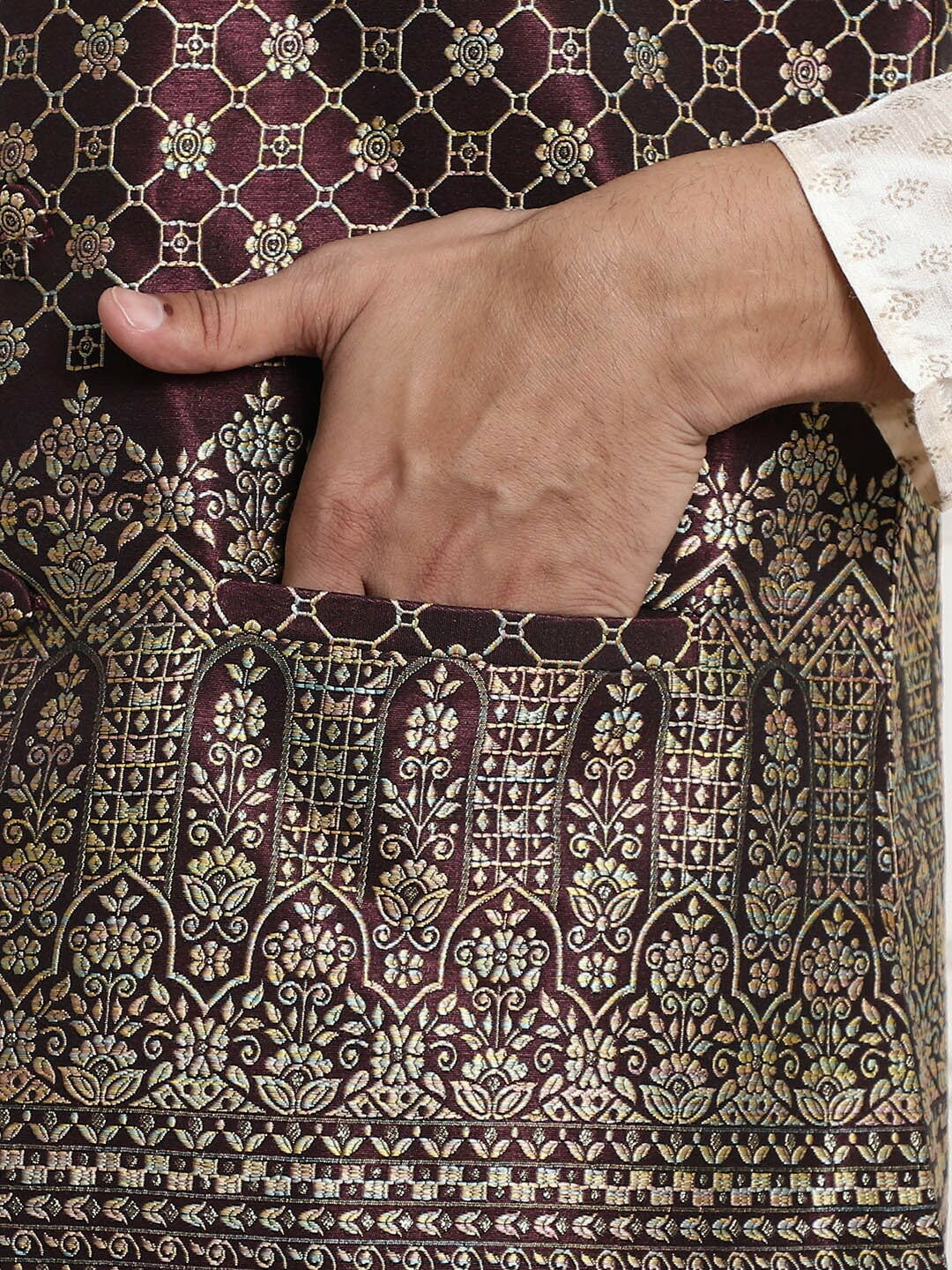 Men’s Purple Embroidered Mandarin Collar Nehru Jacket – Regal Festive Wear