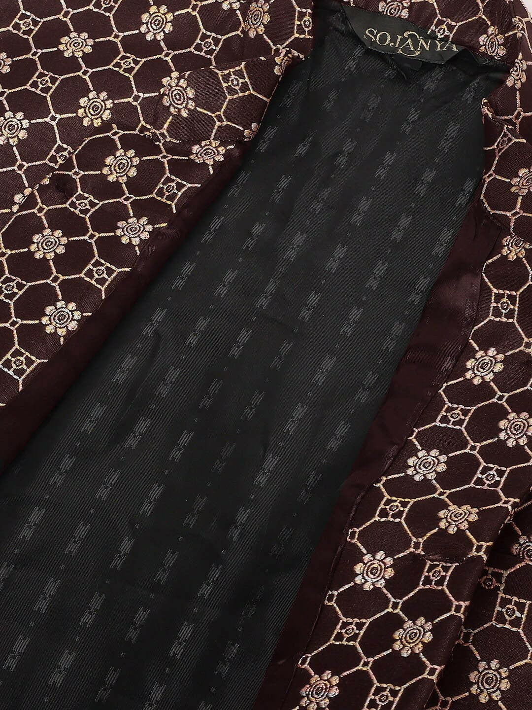 Men’s Purple Embroidered Mandarin Collar Nehru Jacket – Regal Festive Wear