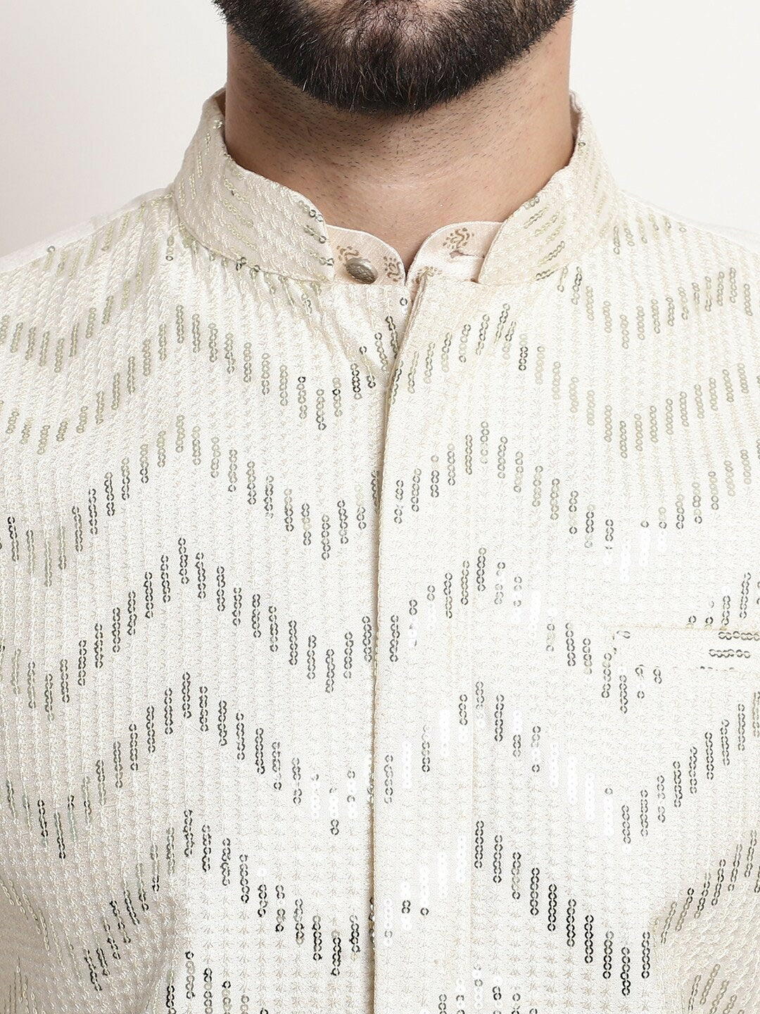 Men’s Embellished Silk Nehru Jacket – Luxe Festive Appeal