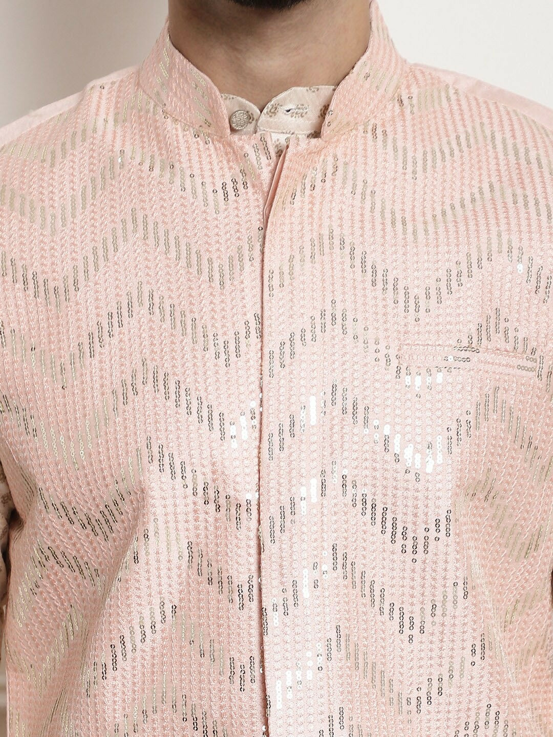 Men’s Embellished Mandarin Collar Nehru Jacket – Luxe Festive Style