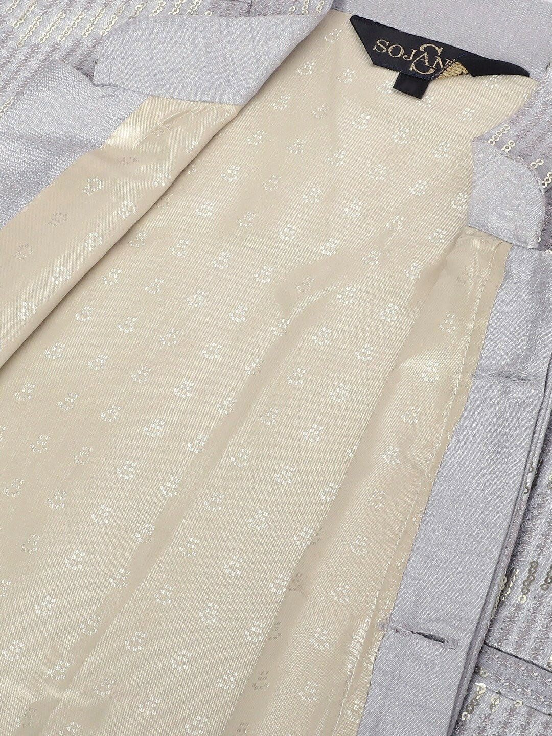 Men’s Chevron Embellished Mandarin Collar Nehru Jacket – Festive Sophistication